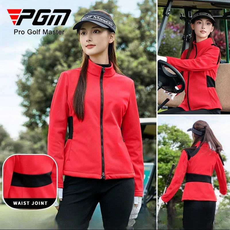 

PGM Women's Golf Long Sleeve Jackets with Velvet Autumn Winter Sports Waterproof Top Clothes YF811