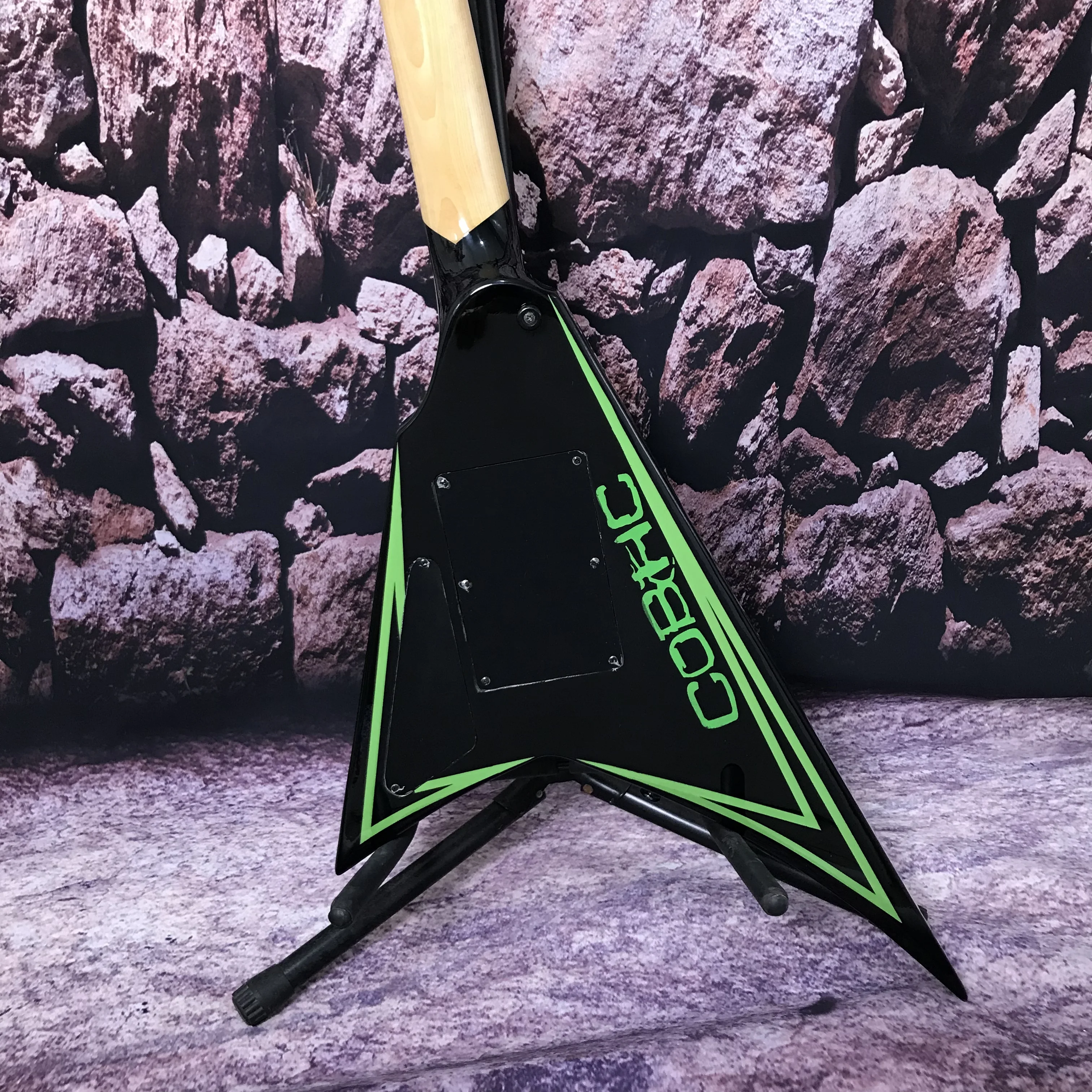 factory custom electric guitar  tremolo system active pickup green line