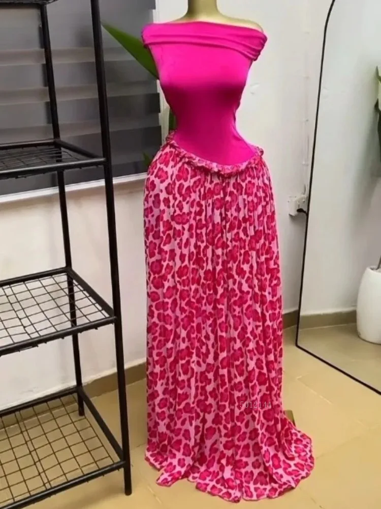 

Элегантное женское макси-платье А-силуэта с леопардовым принтом, открытыми плечами и запахом на шее, тренд 2026 года, для отпуска и повседневной носки, длинные платья-вестидос