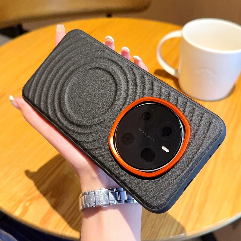 For Honor Magic 7 Pro 6 Pro Case Magnetic Ripple Pattern PU Leather Cover with Metal Camera Lens for HONOR Magic7
