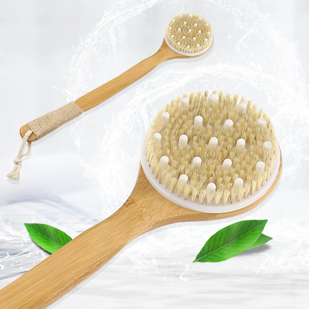 

1pc Bath Brush Long Bamboo Handle Soft Bristle Back Scrubber Shower Elasticity Men Women Body Cleansing Exfoliating