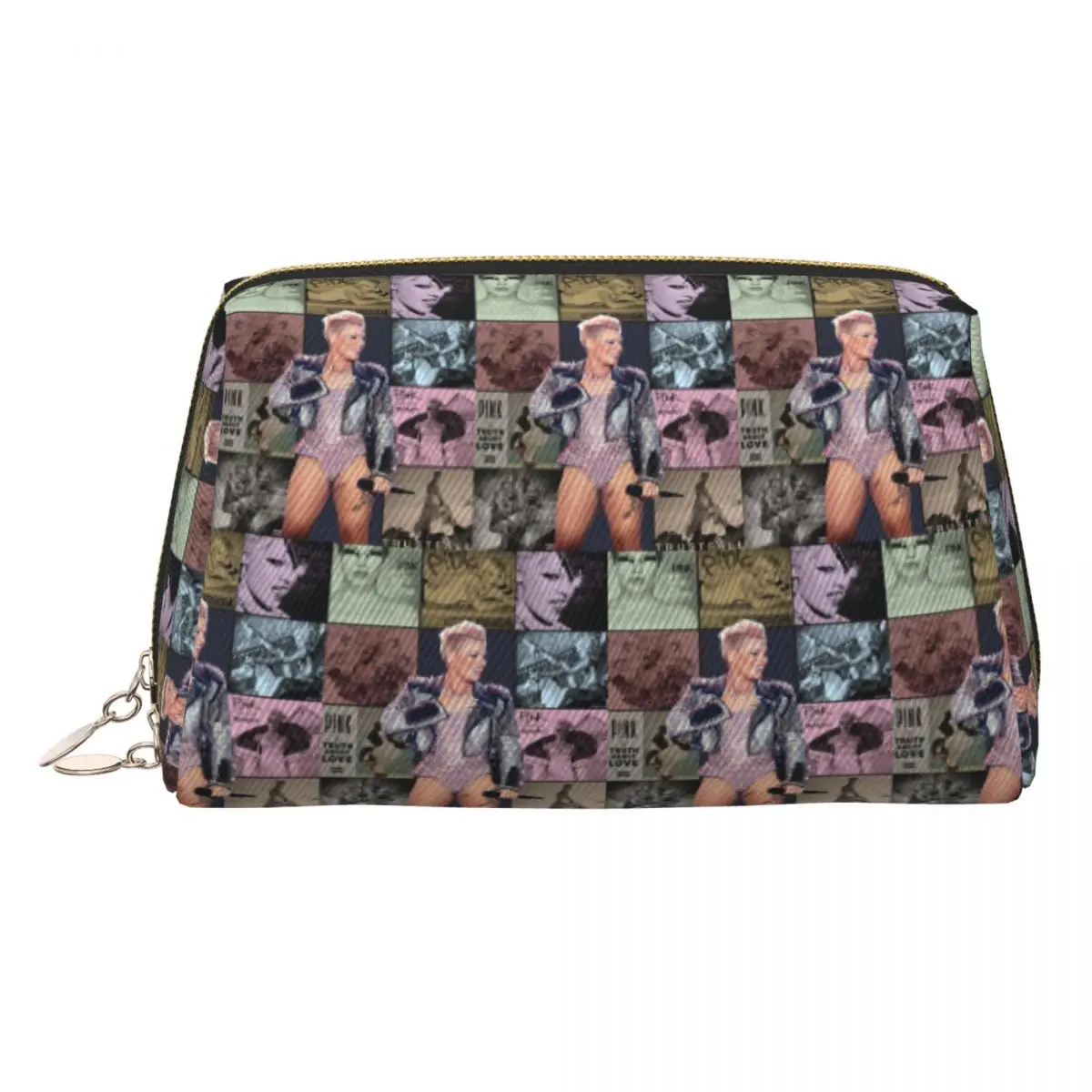 الوردي P!nk كول سينجر موسيقى الريف النساء حقائب مستحضرات التجميل السفر ماكياج المنظم الحقيبة أدوات الزينة تخزين Dopp عدة