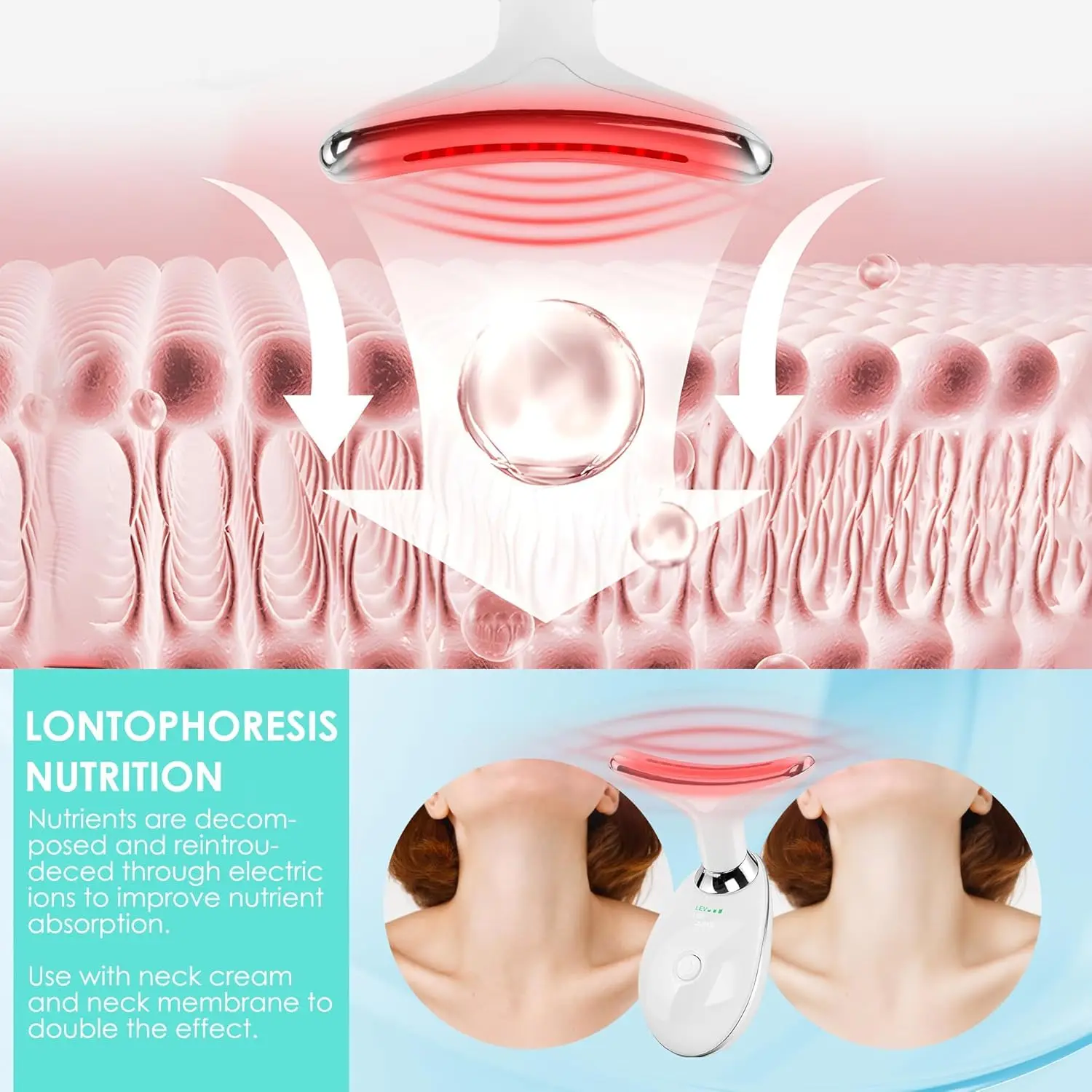 Roodlichttherapie voor gezichts-/halsstimulator 7-kleuren LED gezichtslichttherapie Wand voor huidverzorging Blauwlichttherapie Massager Tool
