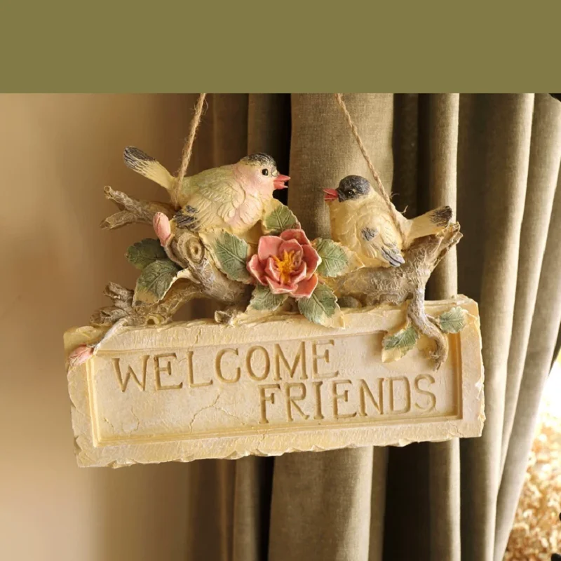 Rural retro style balcony foyer welcome bird wall decorations pendants, antique entrance garden courtyard decorative signs