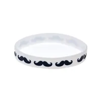 1 PC Moustache Silicone Bracelet Music Gift Rubber Wristband Black And White Adult Size