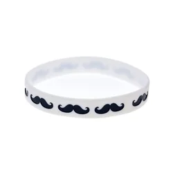 1 PC Moustache Silicone Bracelet Music Gift Rubber Wristband Black And White Adult Size