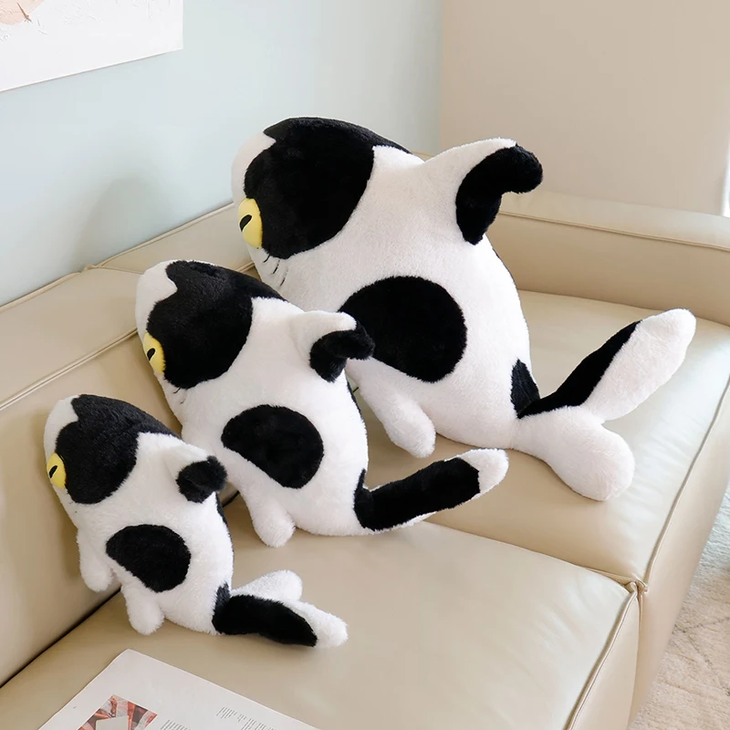 50~100cm Stuffed Black-White Shark Plush Funny Cow color matching Toy Sleeping Pillow Children Cushion Girl Birthday Kid Gift