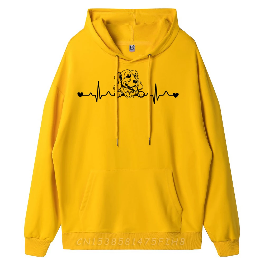 

Cute Golden Retriever Dog Heartbeat Pulse ECG Plain Shirt Camiseta Sweatshirts For Men