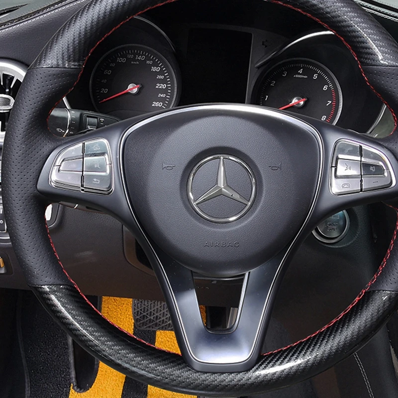 Custom Car Steering Wheel Cover Fit For Mercedes Benz A180 A200 B180 B200 C180 C200 C260 C300 E200 E300 CLS260 CLS300 GLC260 GL