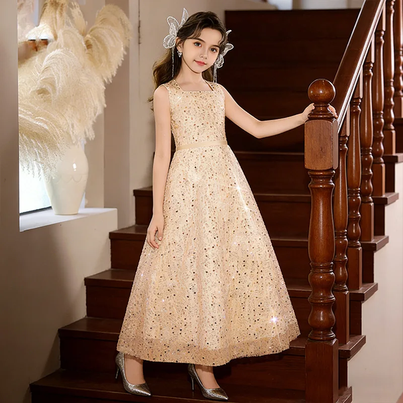 

Children's clothing for little girls, new summer style, elaborate sequin princess dress, stylish long dress for girls, toddler d