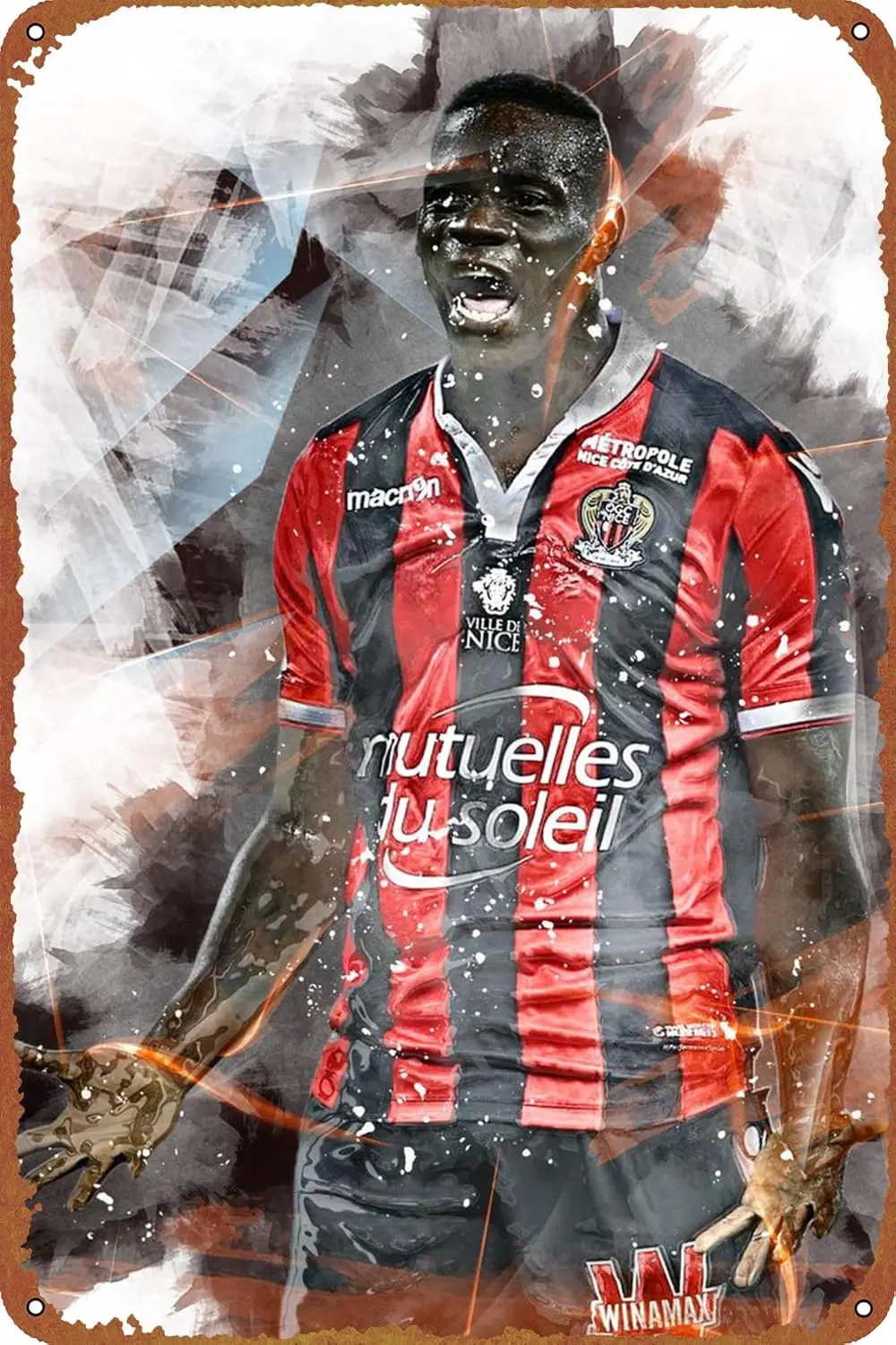 1p,Mario Balotelli Poster Metal Sign Tin Metal Retro Wall Decor for Home,Street,Gate,Bars,Club