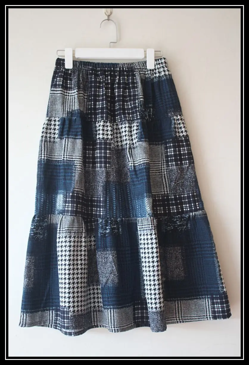 

Оригинальная винтажная юбка Lin, длинная юбка из хлопка, юбка f-длины, юбка с эластичной резинкой на талии и этническим принтом, юбка средней длины