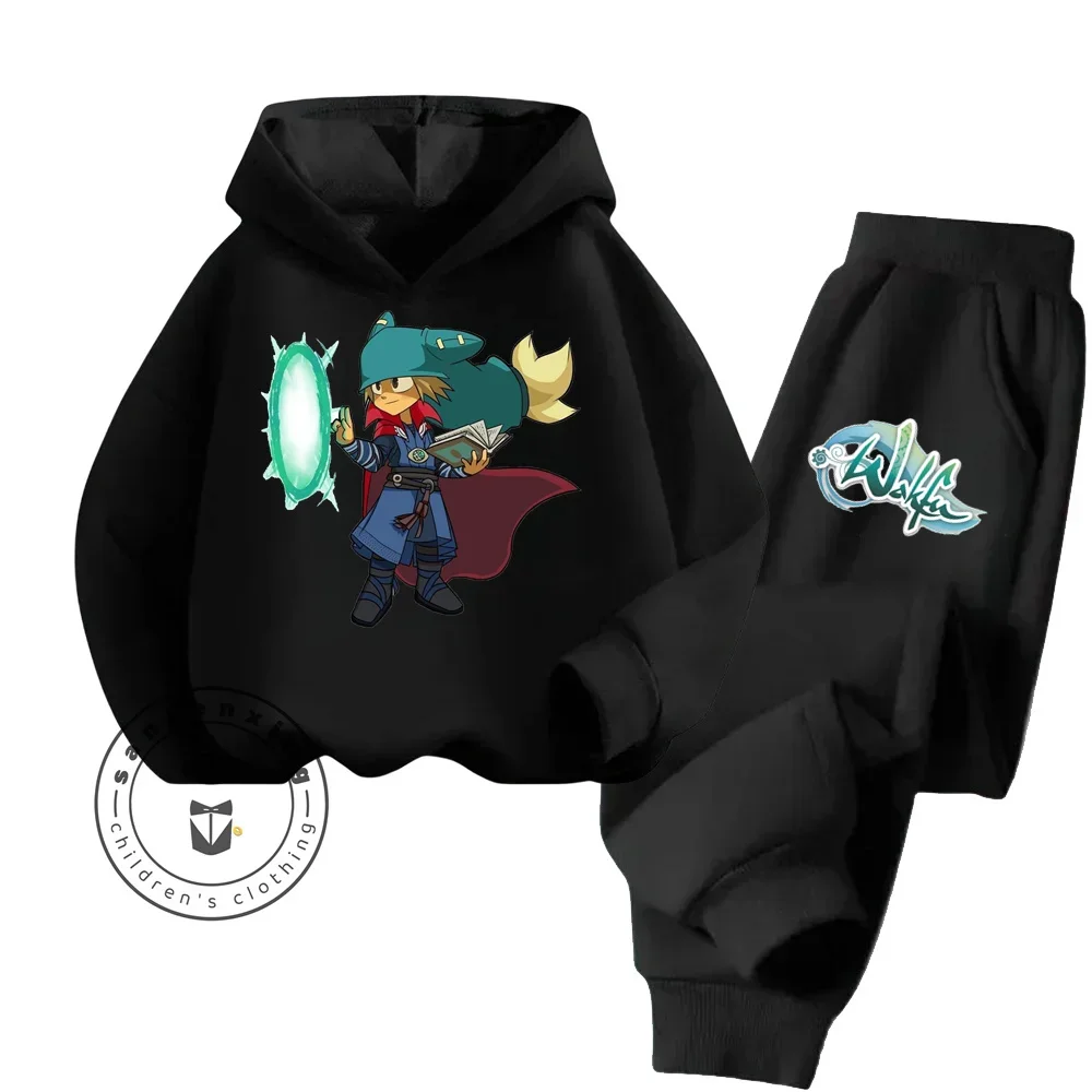 2024 Wakfu Cartoon Wrinkle Resistant Long Sleeve Sweatshirt Set Low Maintenance and Stylish Design Suitable for Boys Girls Wear