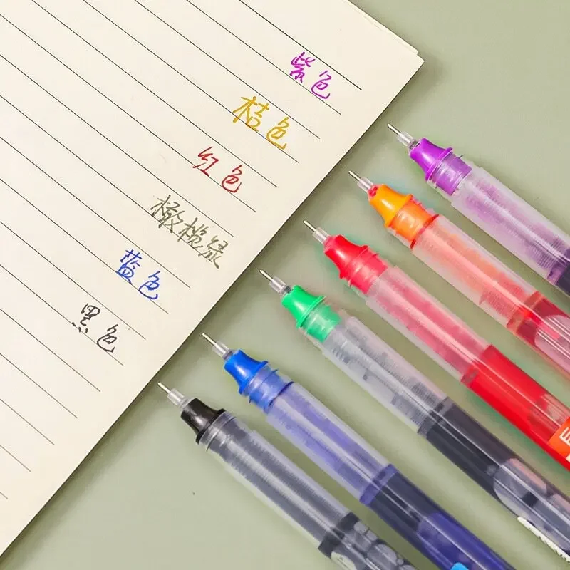Large Capacity Liquid Ink Rollerball Pens 0.5mm Black Red Blue Green Purple Student Writing Quick-drying Learning Office Gel Pen image 3