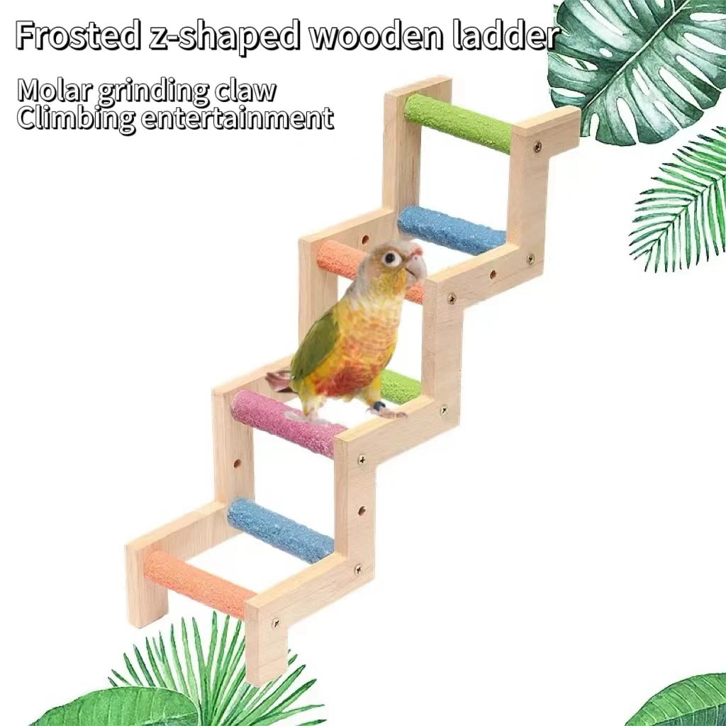 

Bird cage ladder Cage accessories Color frosted Z-type wooden ladder grinding claw ladder