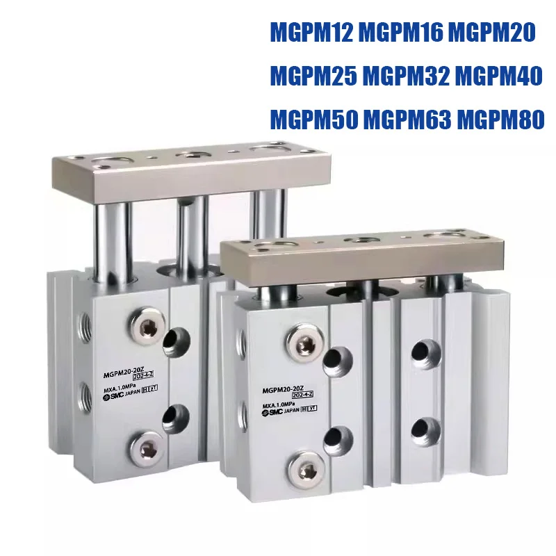 Image of SMC MGPM12 MGPM16 MGPM20 MGPM25 MGPM32 MGPM40 MGPM50 MGPM63 MGPM80 Hub 10 mm-300 mm MGPM Pneumatischer Kompaktführungszylinder