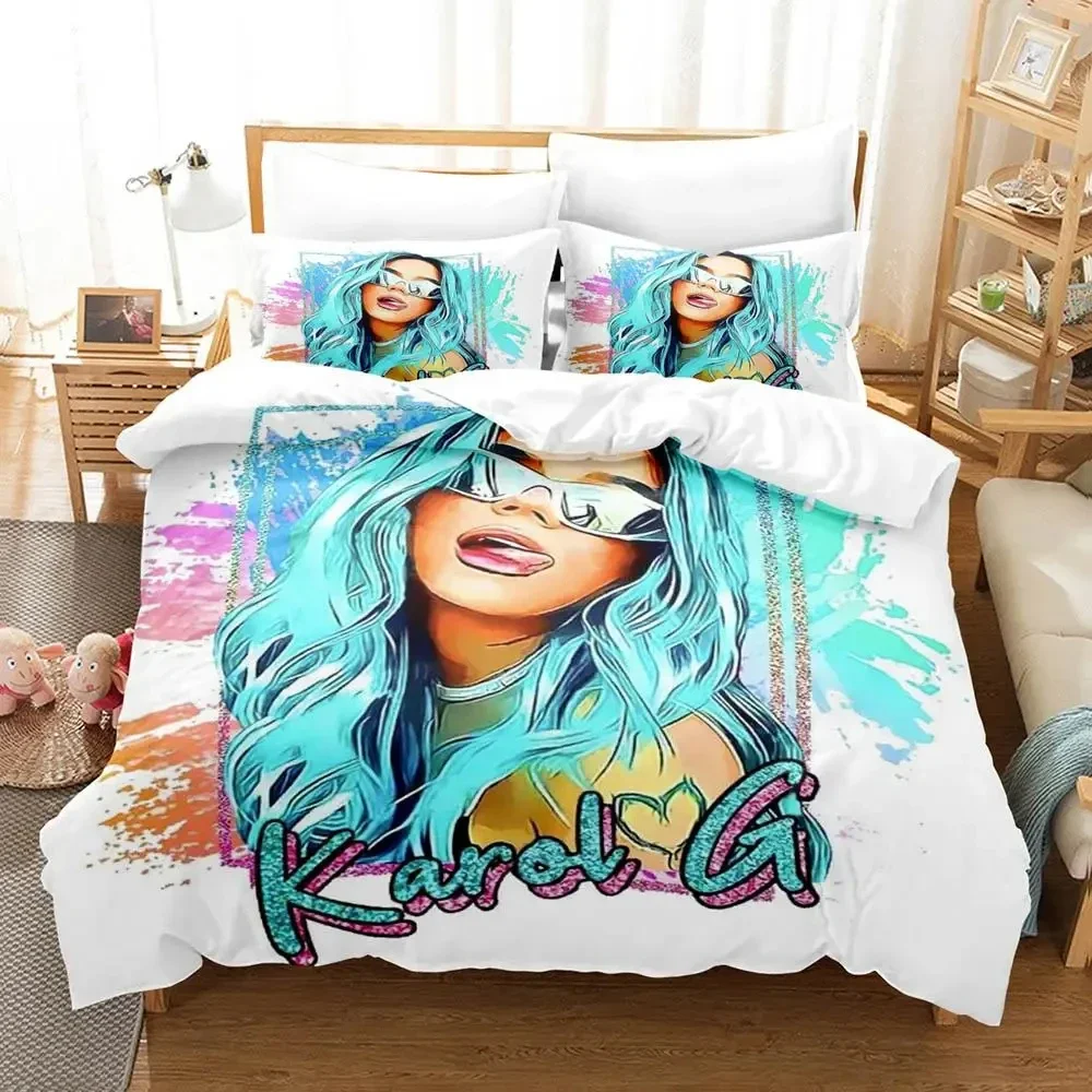 3D Print Singer Karol G Bedding Set Duvet Cover Bed Set Quilt Cover Pillowcase Comforter king Queen Size Boys Adult Bedding Set