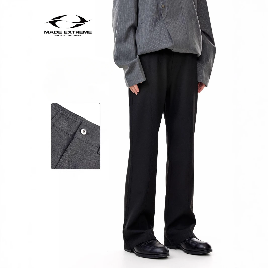 MADE EXTREME Retro Drape Slightly Cleanfit Straight Trousers Suit Pants Men