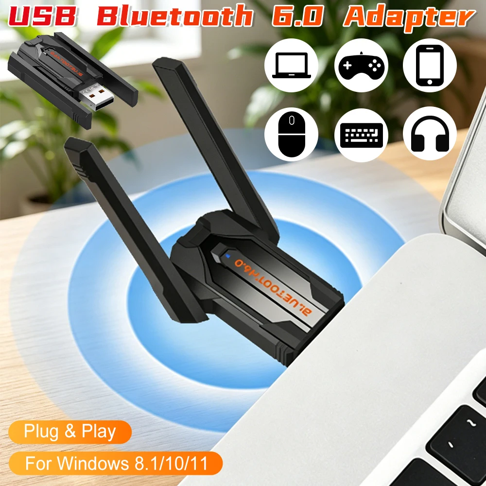 

BT6.0 USB Dongle Plug And Play Bluetooth Adapter Audio Receiver Transmitter For Wireless Speaker Earphone Headphone MP3 Player