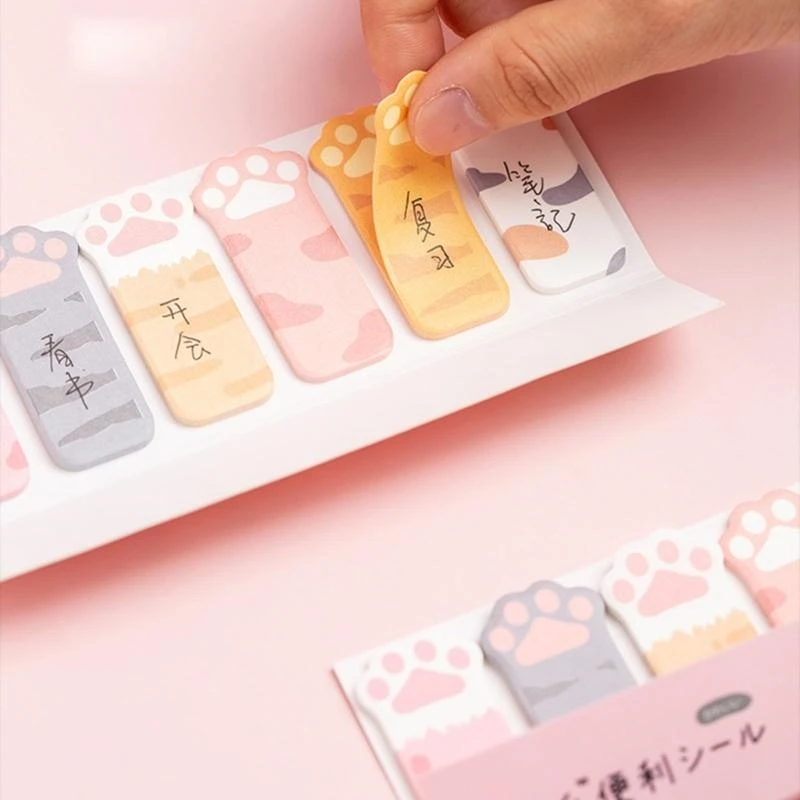 Cartoon Animal Sticky Notes Self-Stick Paw Memo Note Writing Pads Diary Page Marker Notepads for Office, School