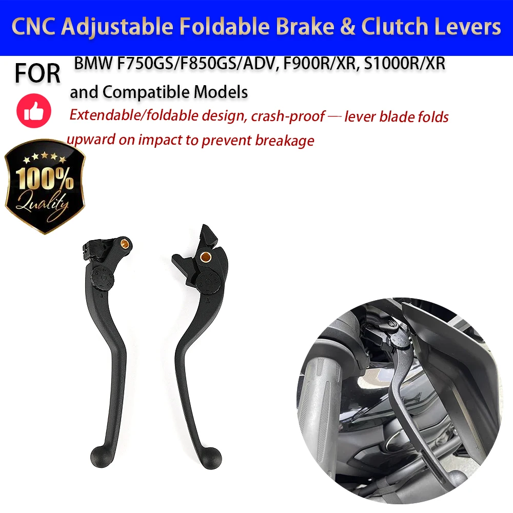 For BMW F750GS F850GS F900R F900XR S1000R S1000XR CNC Adjustable Foldable Levers No-Drill Accesorios Moto