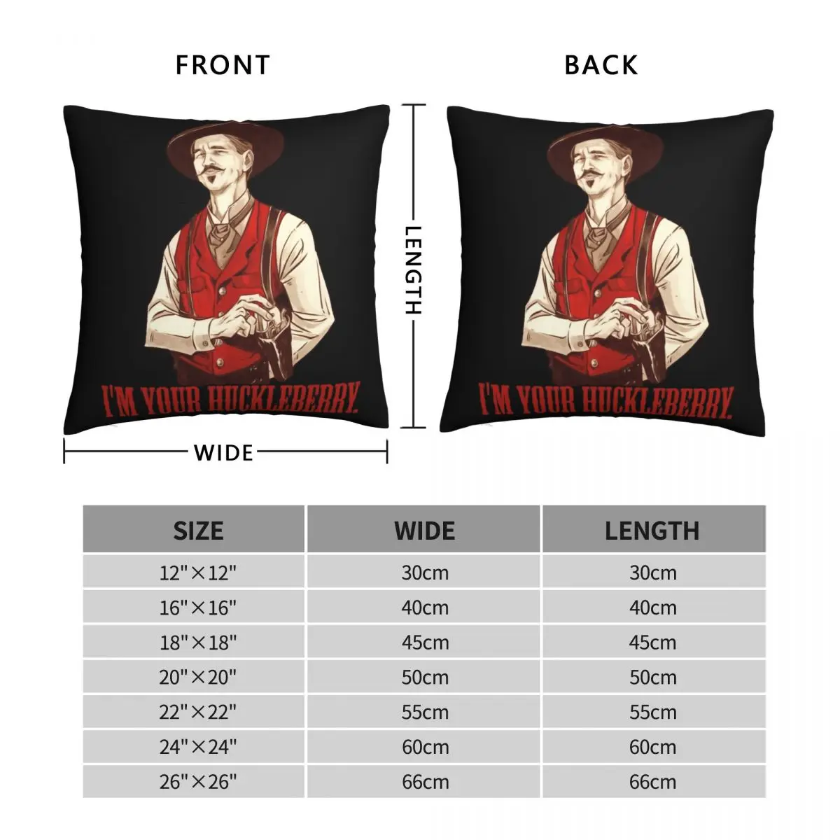 Doc Holliday I'm Your Huckleberry Square Pillowcase Polyester Linen Velvet Pattern Decor Throw Pillow Case Home Cushion Cover