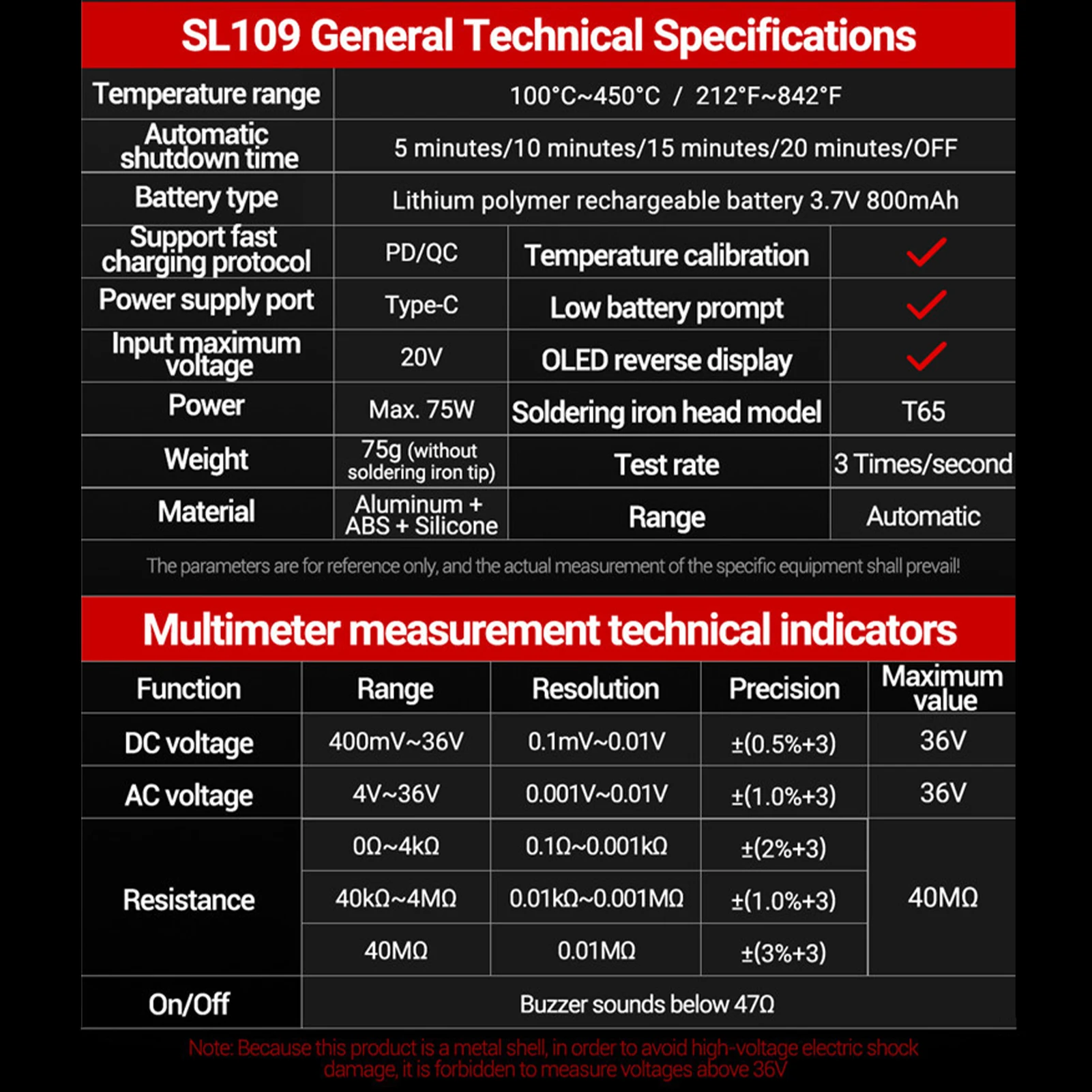 Kit saldatore portatile 2 in 1 con display OLED Riscaldamento rapido e temperatura regolabile, spegnimento automatico, include multimetro