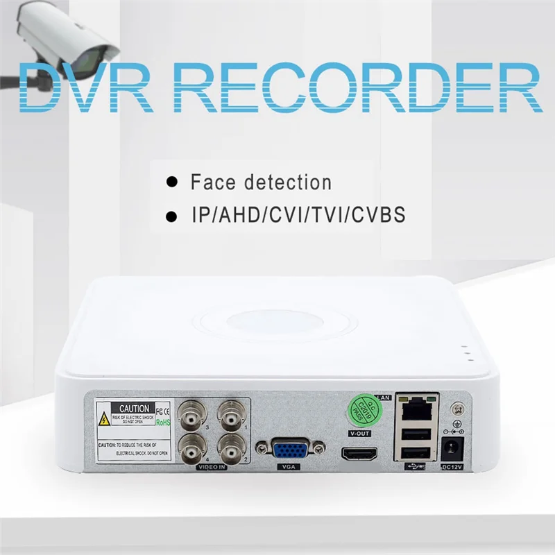 

SUNRI-Hybrid DVR CCTV Security 4CH 5M-N Audio Over Coaxial For 5MP 12.5Fps 1080P 720P TVI CVI CVBS Camera IP Cam EU Plug Durable