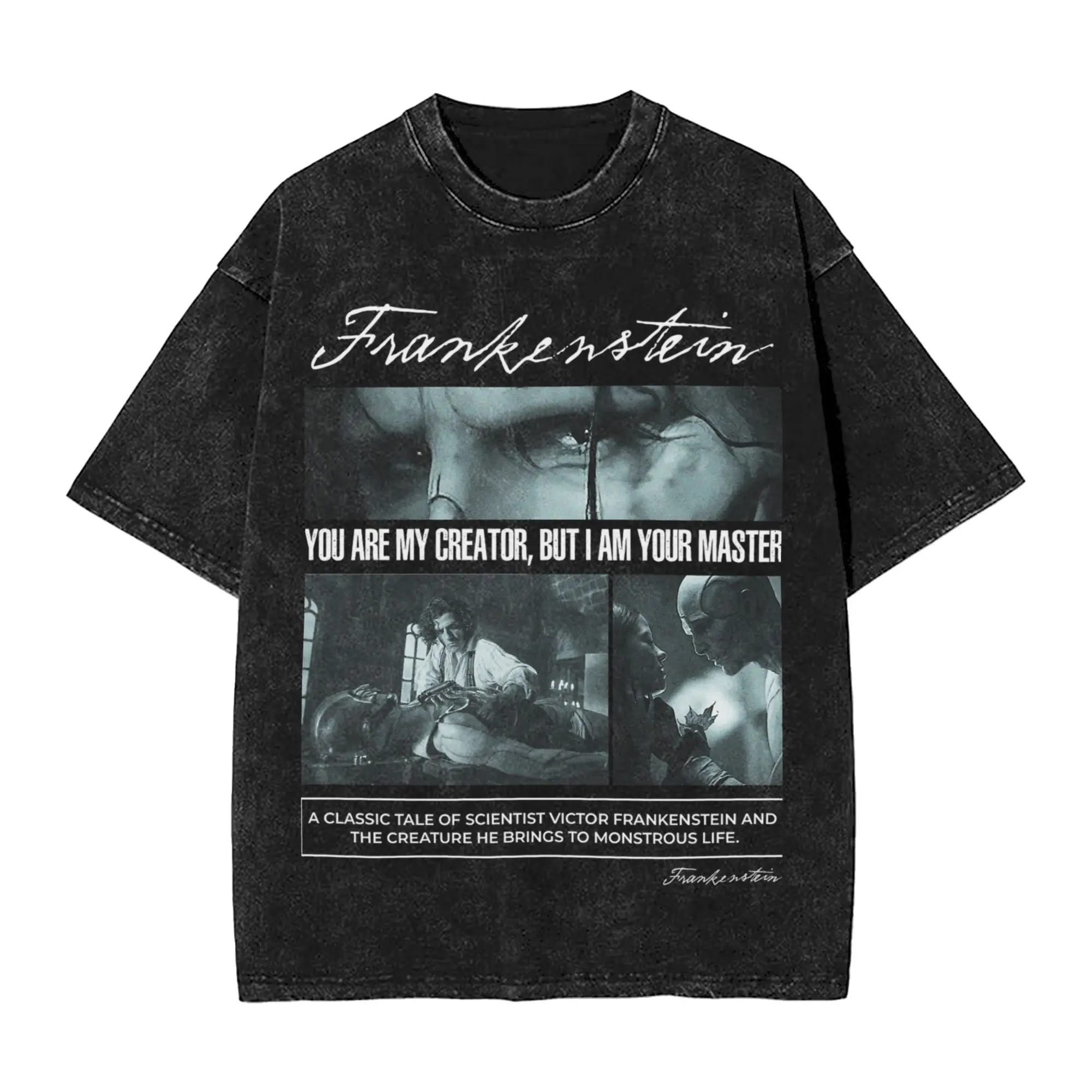 Men Women Vintage Washed T-shirts Frankenstein Movie 2025 Print 