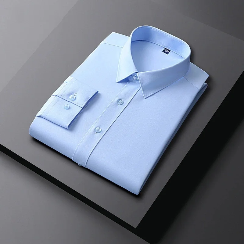 

2024 New Stretch Anti-Wrinkle Mens Shirts Long Sleeve Dress Shirts For Slim Fit Camisa Social Business Blouse White Shirt S-6XL