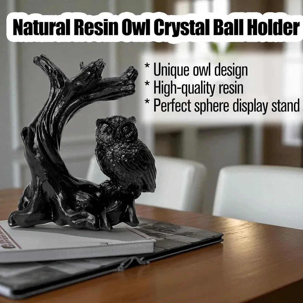 Owl Sphere Holder Crystal Stand Ball Resin Display Base for Bedroom Office Living Room Desktop
