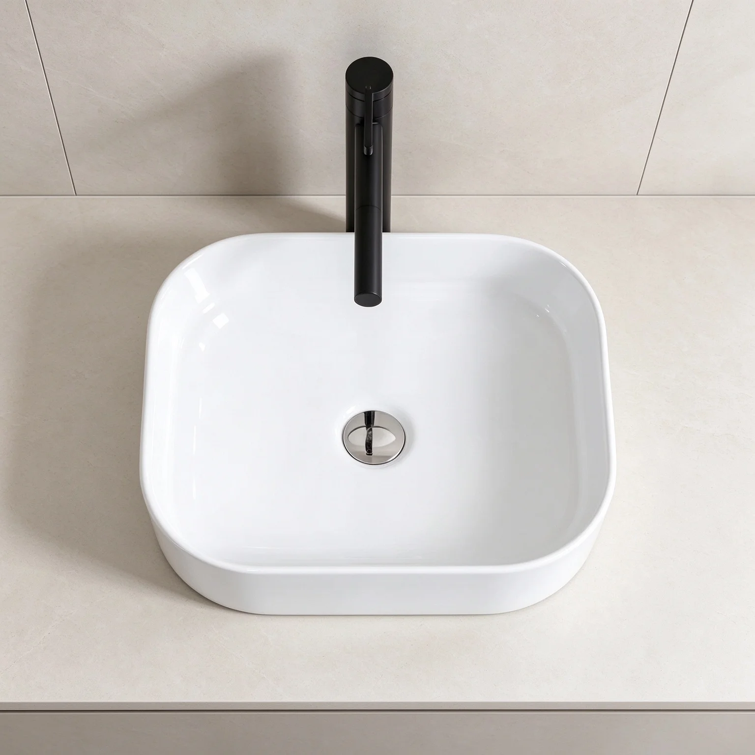 Modern Ceramic Above Counter Basin for Balcony, Simple European Single Hole Bathroom Washbasin, Home Vanity Vessel Sink