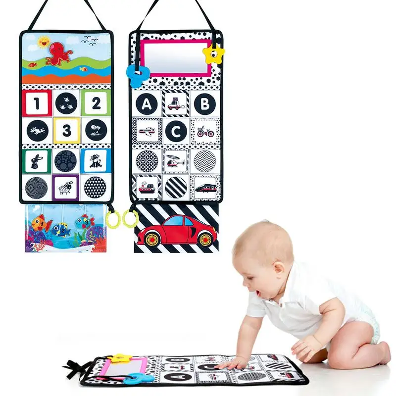 

Напольная зеркальная книга для сенсорного открытия, напольная игрушка Монтессори 0-24 месяцев, игрушки для малышей, животик для младенцев, высокая контрастность с
