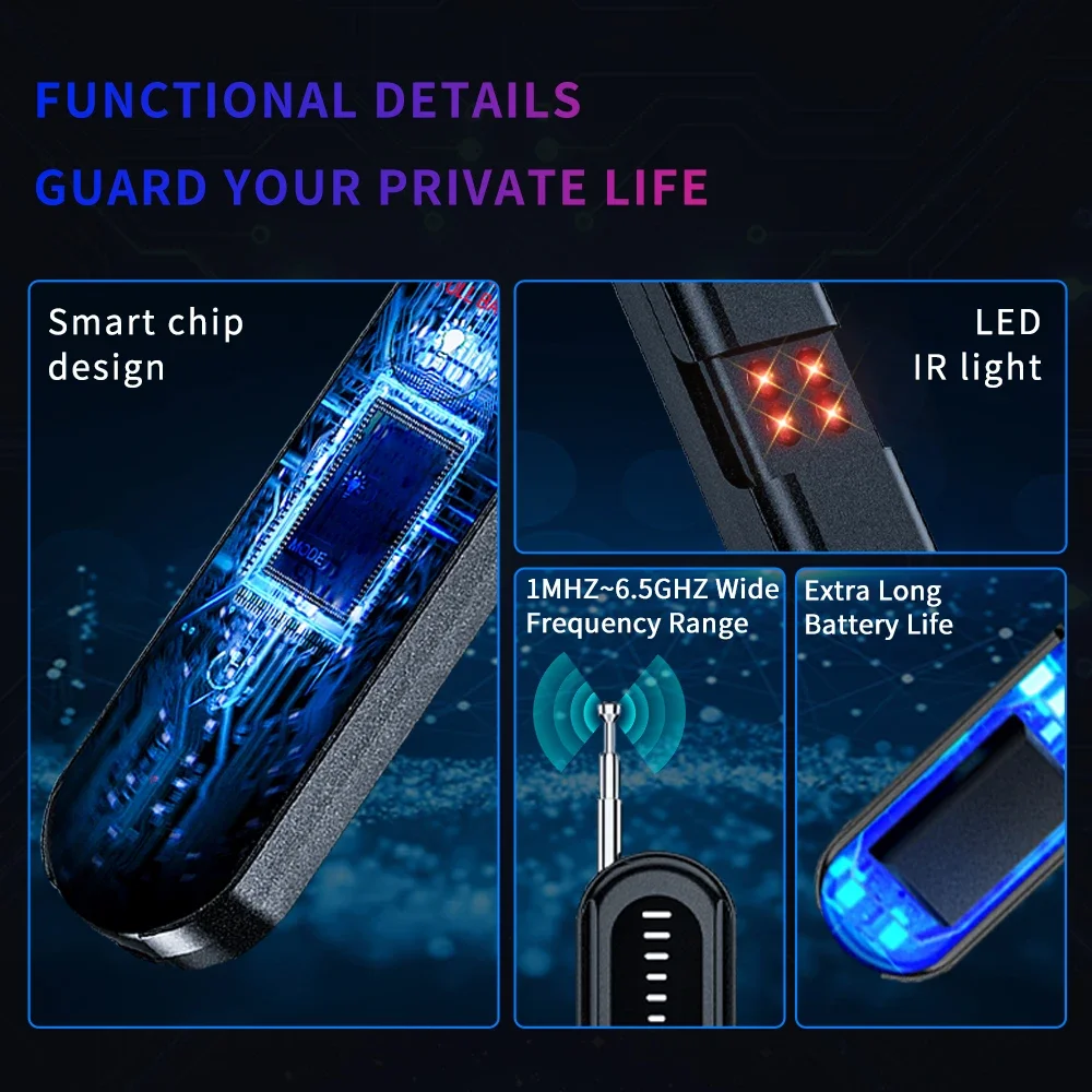 Imagem -04 - Dispositivo sem Fio do Scanner do Sinal do rf Anti Spy Bug Detector Câmera Escondida Finder Gps Tracker Níveis de Sensibilidade