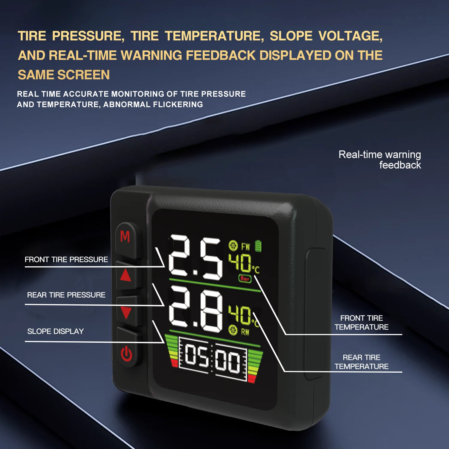 Монитор давления в шинах TPMS для мотоцикла, система контроля температуры, будильник, часы QC3.0, быстрая зарядка через USB для телефона, водонепроницаемый