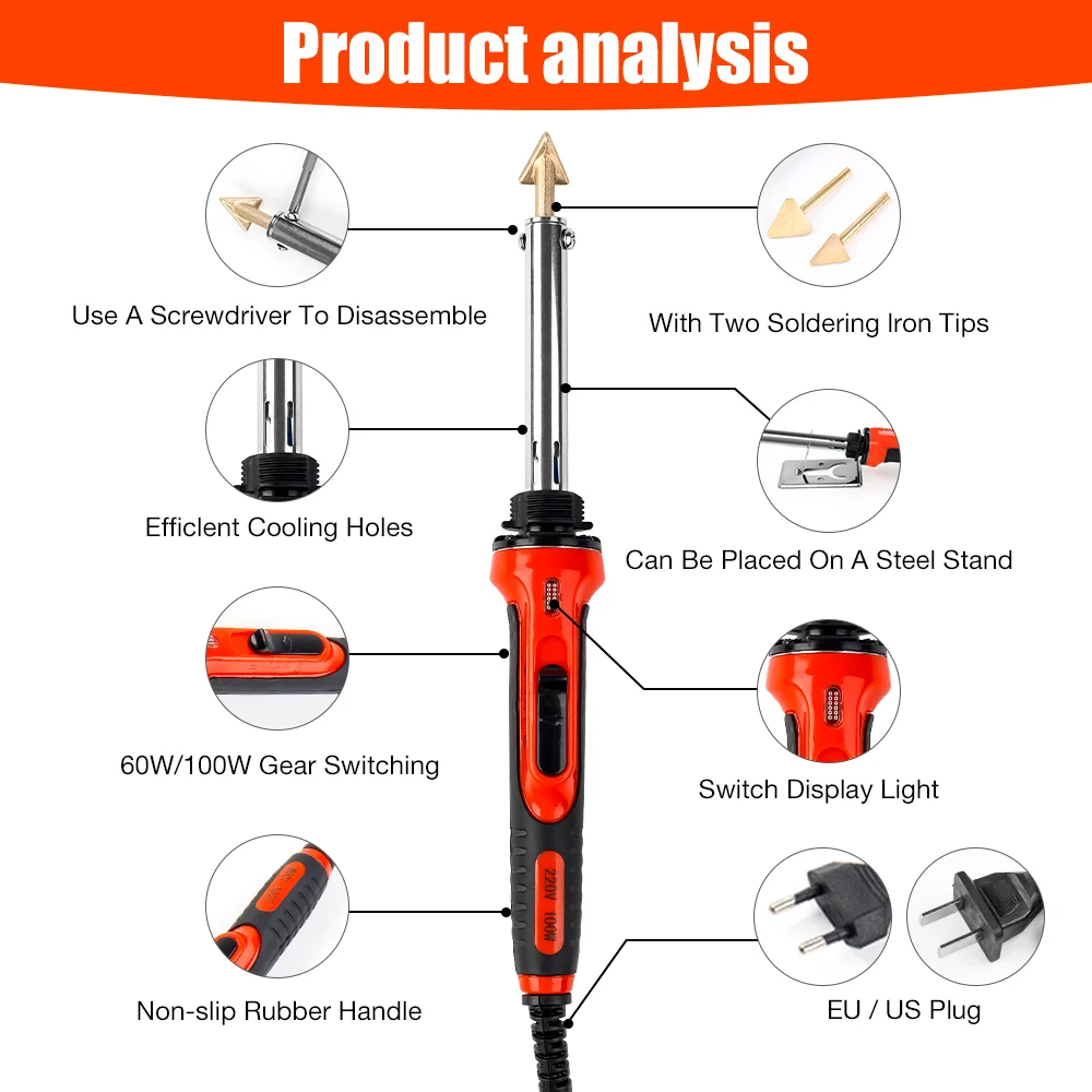 Kit saldatore 50W/100W/150W, penna per saldatura a temperatura regolabile, pistola per saldatura con bacchetta per saldatura da 50 pezzi, garza da 5