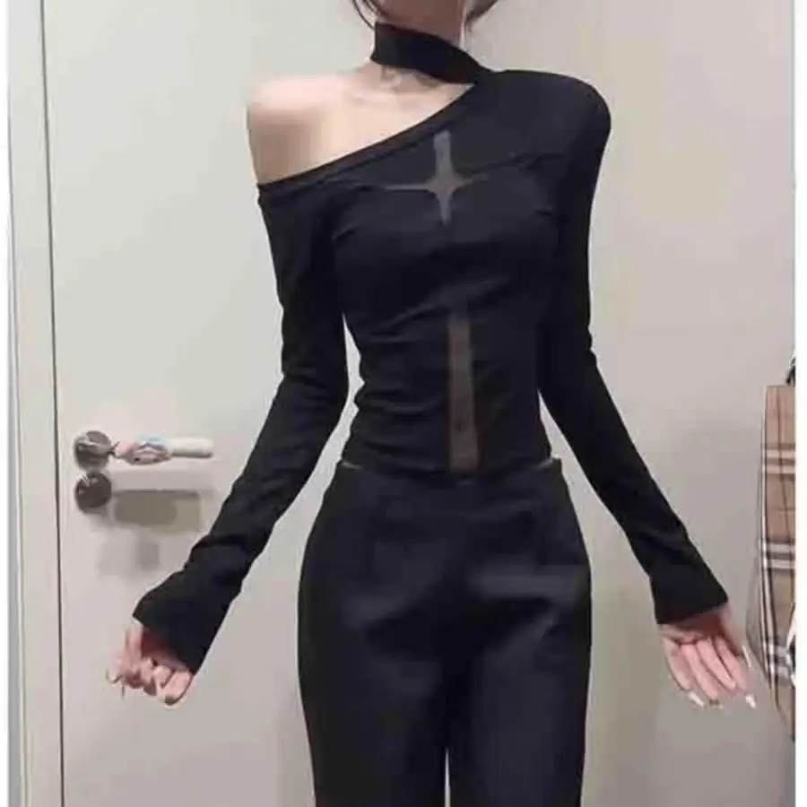 

Эстетическая одежда, рубашки для женщин 2025 года, Camisetas Ropa Mujer, сексуальный топ в стиле гранж с вырезами, черные футболки Футболки