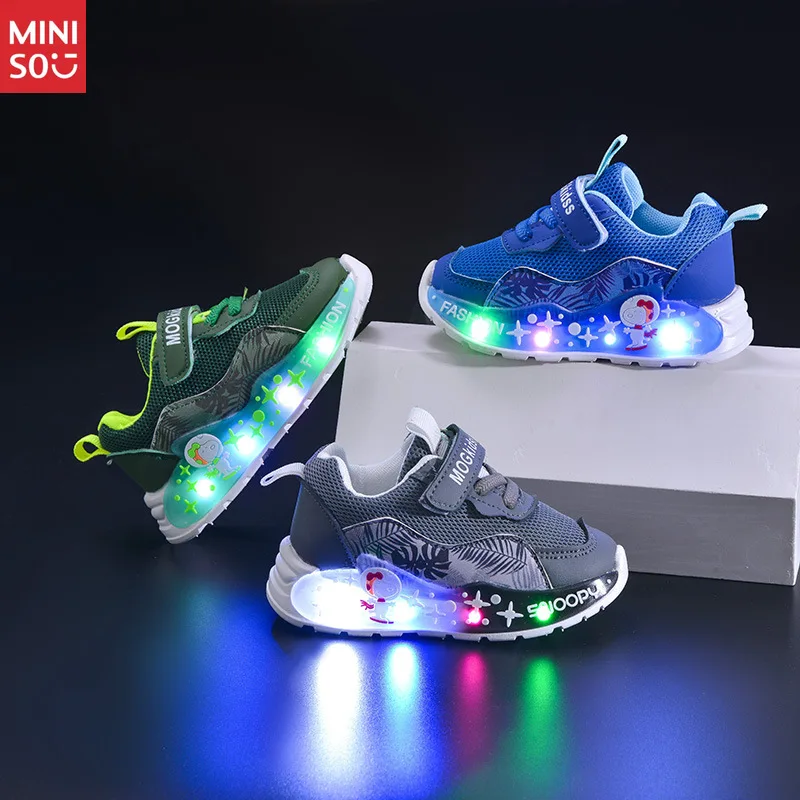 

Miniso 2025 Kids LED Light Up Sneakers, Breathable Mesh Comfortable Lightweight Shoes for Boys Fashion