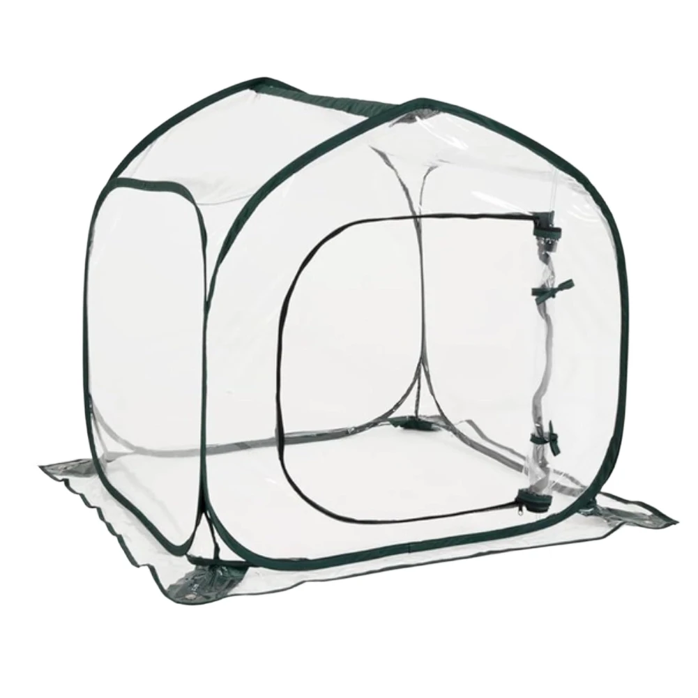 

Lightweight portable greenhouse with PVC frame and closure for convenient access and reliable all-season coverage