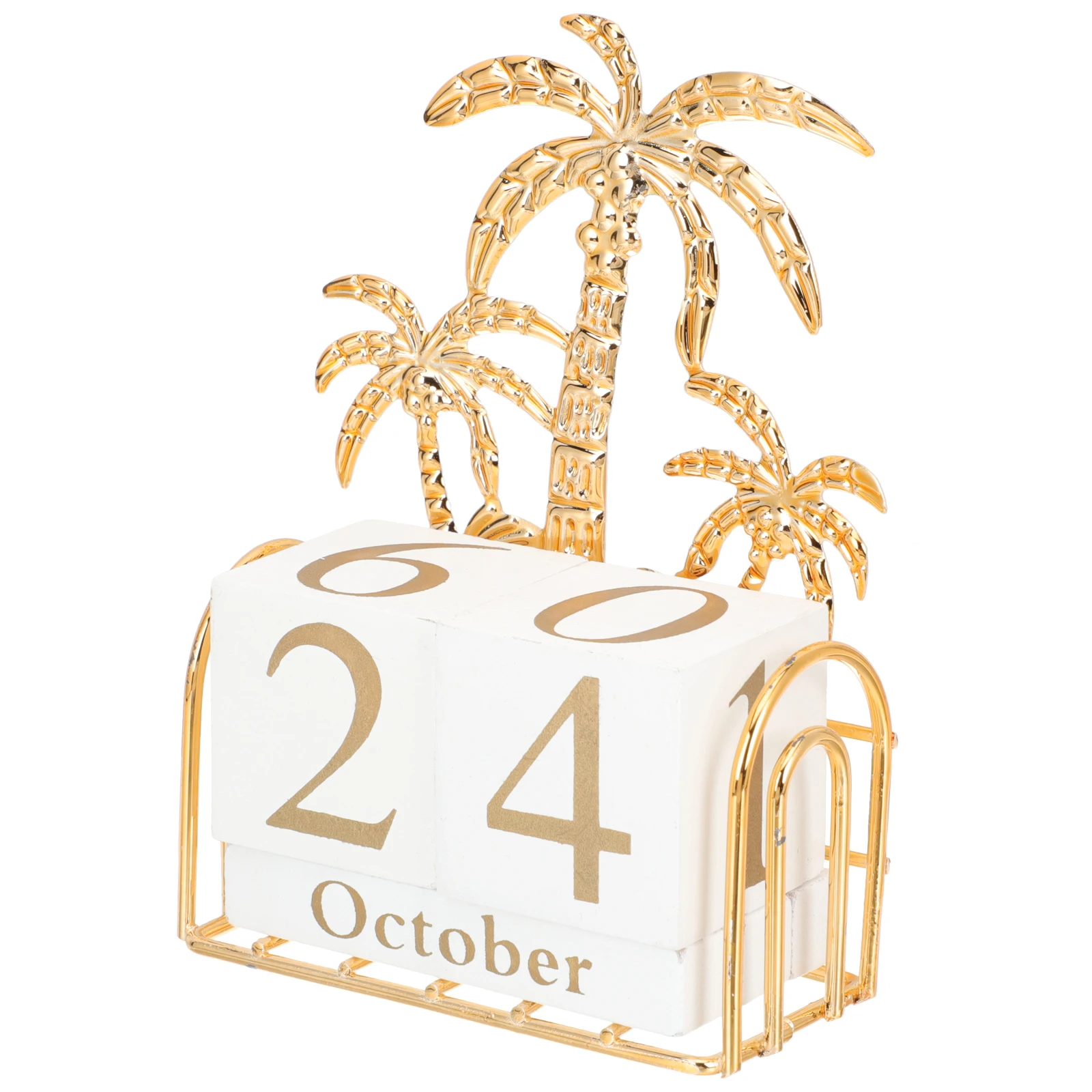 

Wooden Metal Calendar Decoration Creative Home Office Desk Accessories Reusable Perpetual Month Date Display Premium Materials
