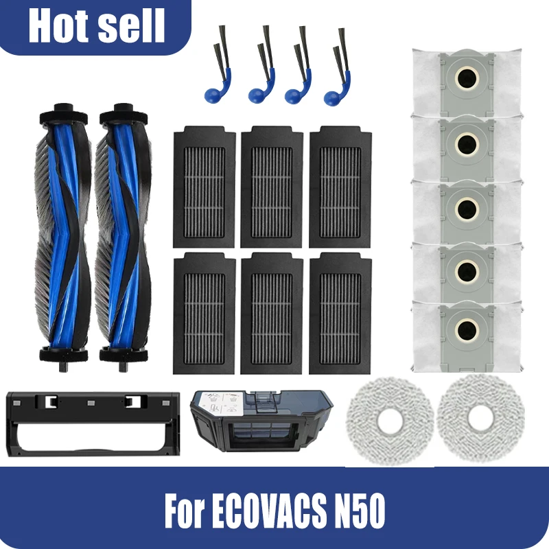Compatible For ( Ecovacs N50 Robot Vacuum ) Replacement Parts Accessories Main Side Brush HEPA Filter Mop Cloth