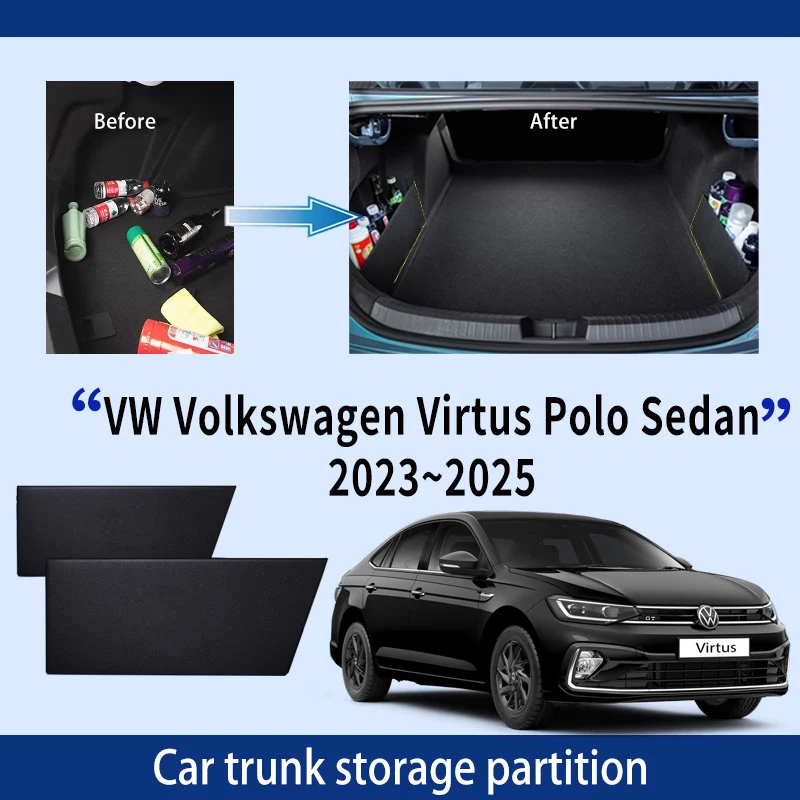 

For VW Volkswagen Virtus Polo Sedan 2023~2025 Car Trunk Storage Partition Multi-function Storage Box Auto Interior Accessories