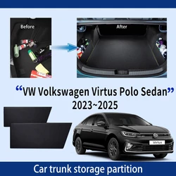 For VW Volkswagen Virtus Polo Sedan 2023~2025 Car Trunk Storage Partition Multi-function Storage Box Auto Interior Accessories