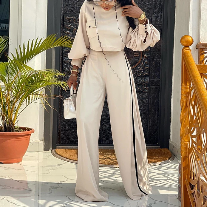 Wide Leg Pant Sets Pants Set Women Vest Crop Top & Cuffed Two Piece Suit Spring Summer Loose High Waist Elegant Trousers Suits