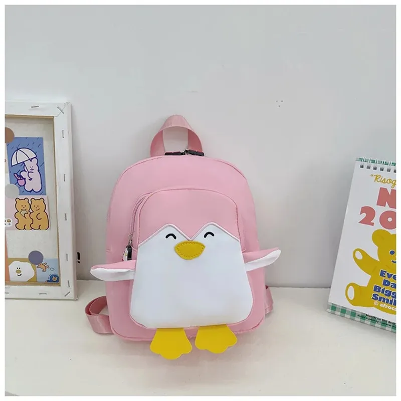 Cute Cartoon Penguin School Bag para crianças, Kindergarten Student Shoulder Bag, Canvas School Bags for Kids