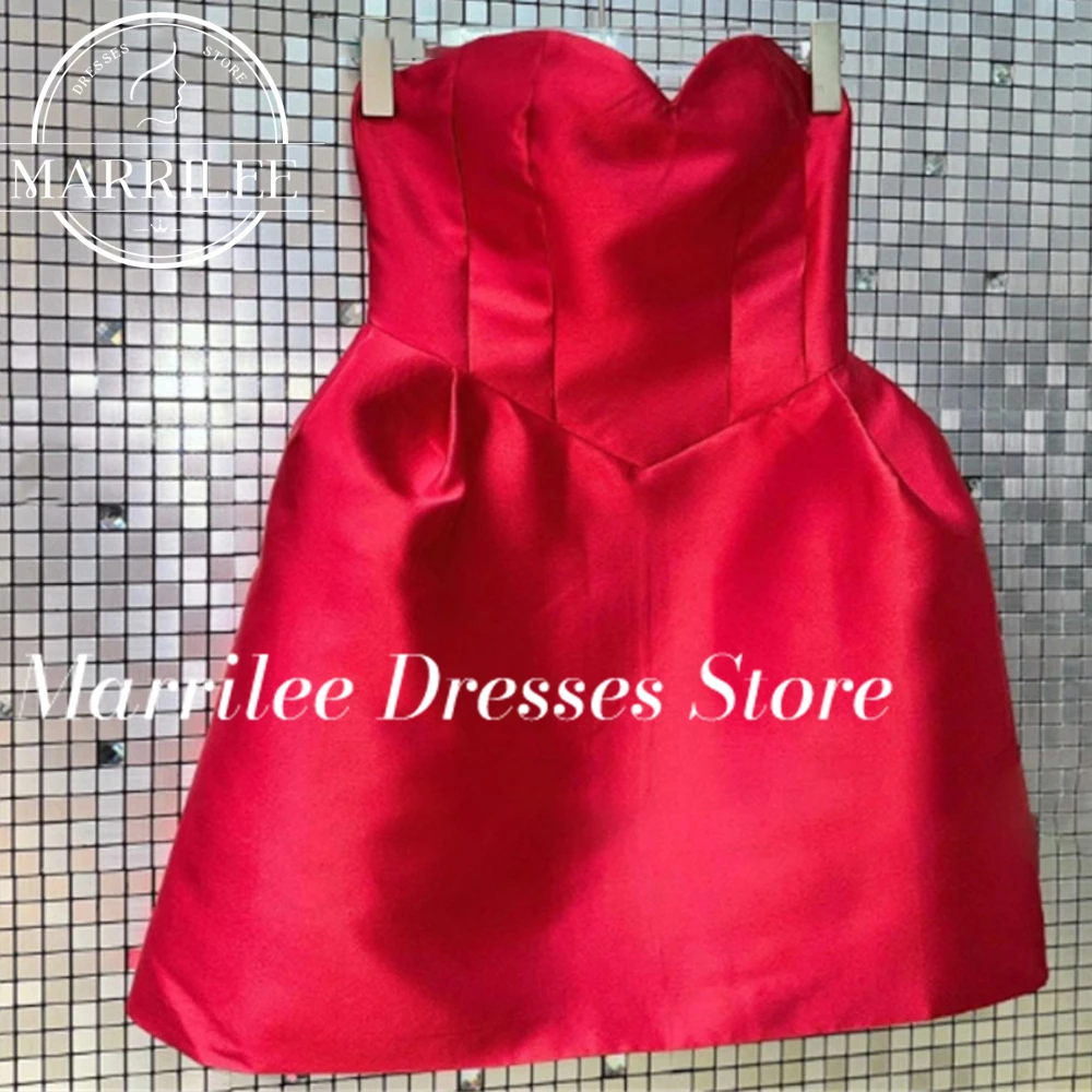 Marrilee Customized Sweetheart Strapless A-Line Short Evening Dresses Charming Sleeveless Above Knee Pleated Prom Party Gown