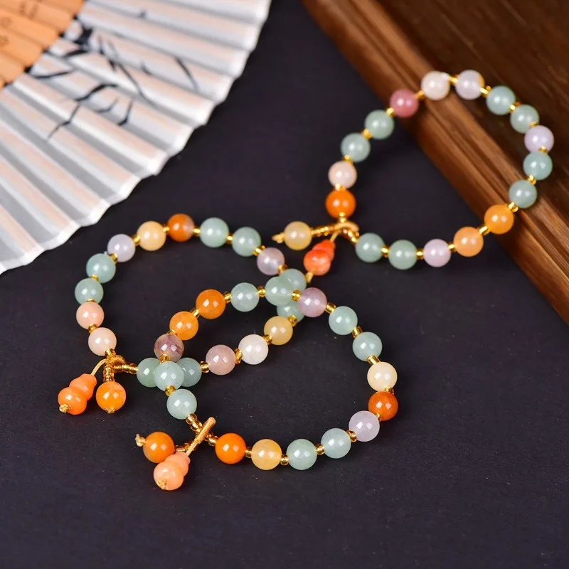 

Бутиковый браслет Duobao из золота и шелка с нефритом, изысканный модный и универсальный браслет.