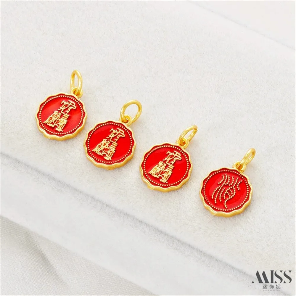 

18K Matte Gold Cinnabar Burnt Blue Tai Sui Charm Xiaoba Token Pendant DIY Handmade Bracelet Necklace Jewelry Accessories