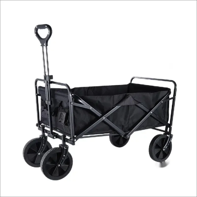 2024 Folding Collapsible Camping Wagon Utility Outdoor Beach garden Trolley with Universal Wide Wheels & Adjustable Handle