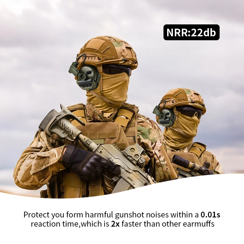 ARM NEXT F30 Tactical Earmuffs Active Noise Cancelling & Sound Amplification, PTT Connection Headset for Shooting Hunting Helmet